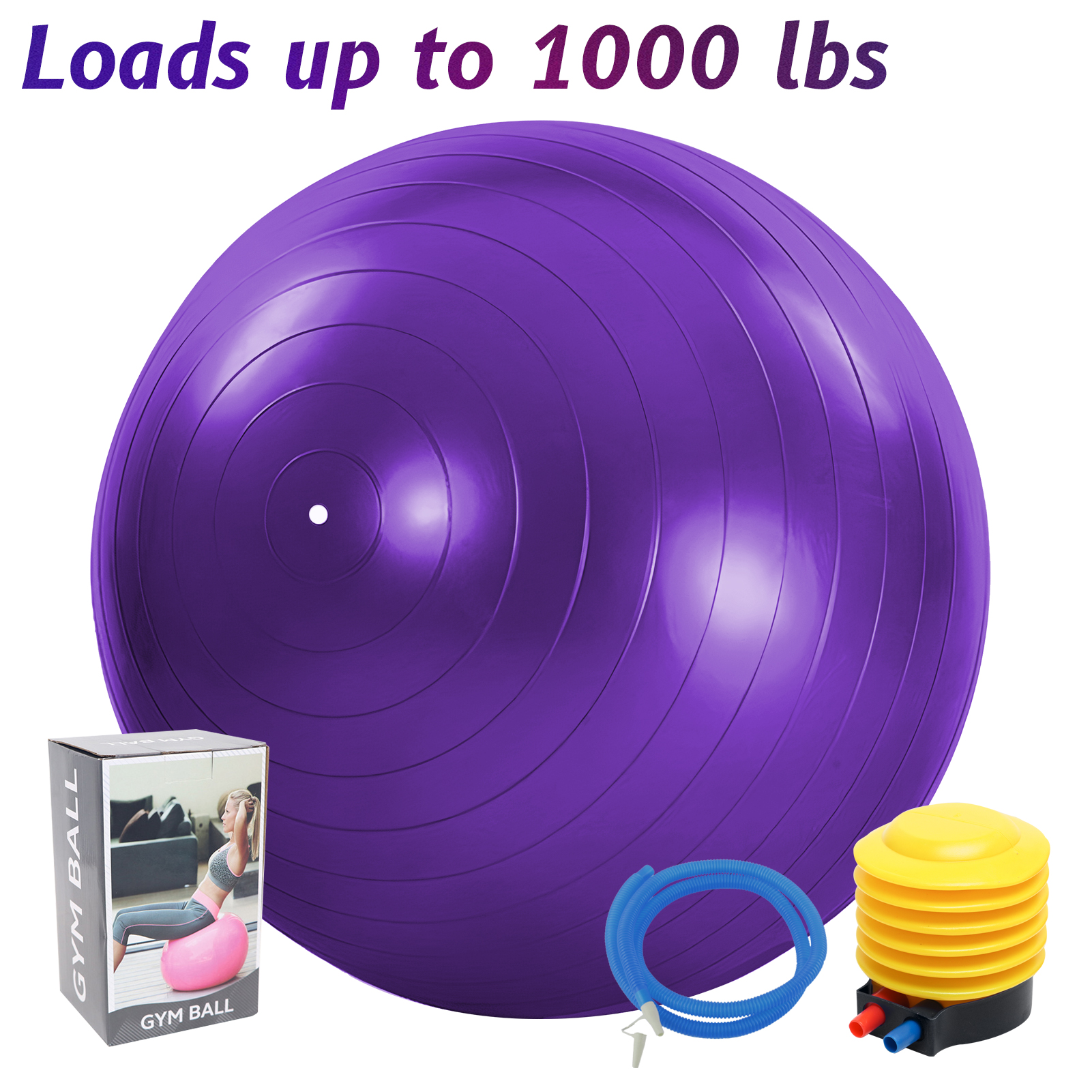 cyrico Exercise Ball Yoga Ball, 75cm Large Anti-Burst Gym Grade Birthing Ball for Pregnancy, Fitness, Balance, Pilates Workout and Physical Therapy, Extra Thick Stability Balls with Quick Pump