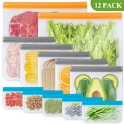 12 Pack Reusable Freezer Bags, Reusable Gallon Food Storage Bags Leakproof Bags Silicone for home