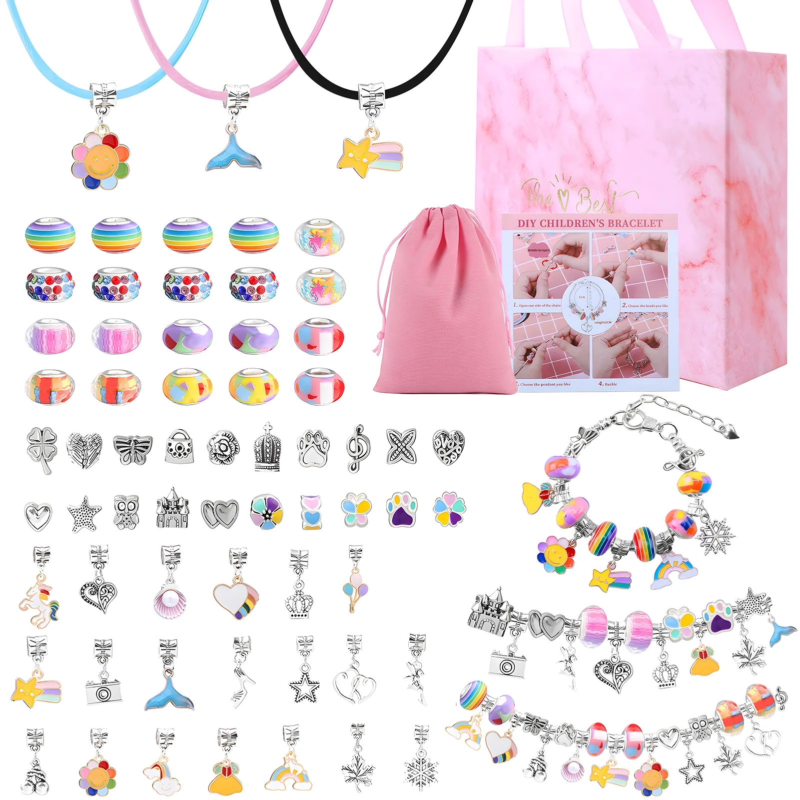 67pcs Charm Bracelet Making Kit, Girls Bracelet Jewelry Making Kit DIY Crafts Gifts Set for Girls