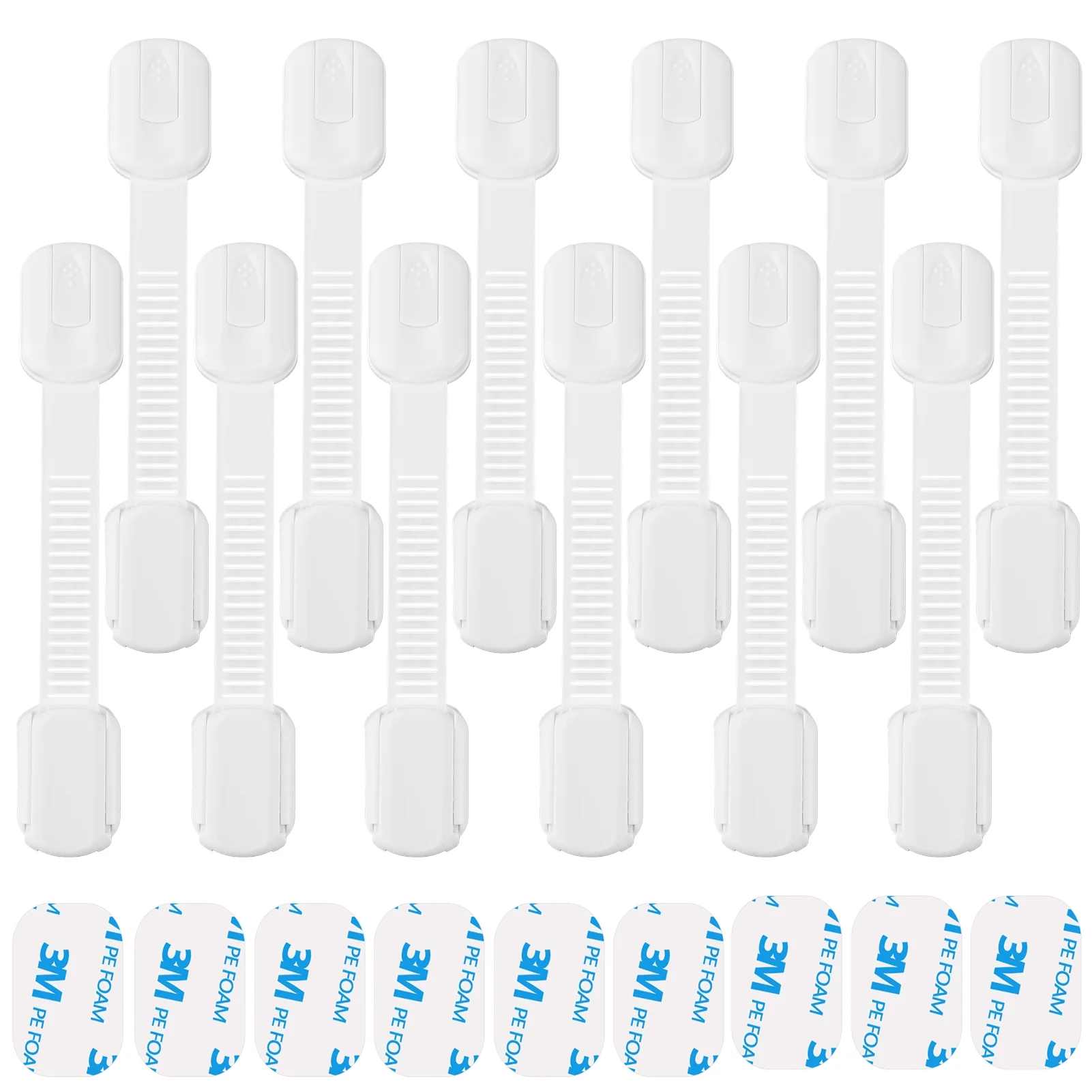 Yalumo Child Safety Cabinet Locks 12 Pack and 9 Extra Stickers with Adhesive No Drilling for Home