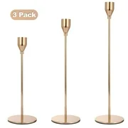 Aovky Candle Holder Set of 3, Metal Gold Taper Candle Holders Decorative Candlestick Holders for Home Decor, Wedding, Dinning, Party, Anniversary, Fits 3/4 Inch Thick Candle