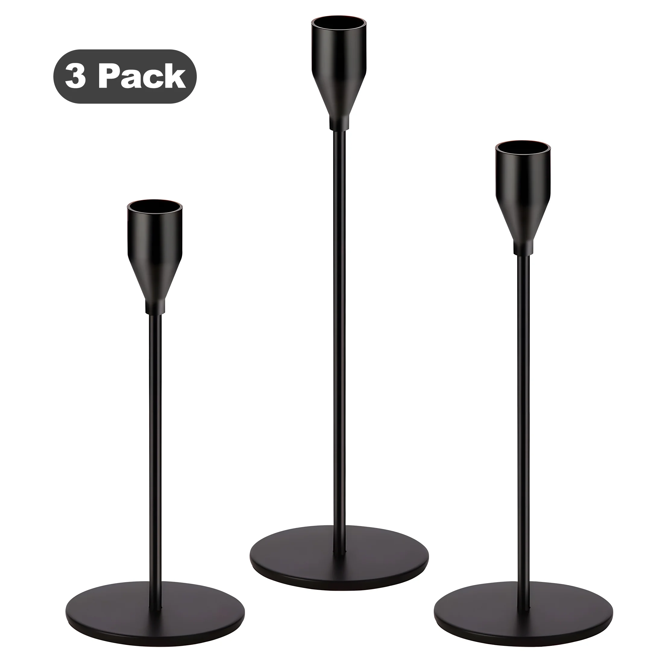 Aovky Candle Holder Set of 3, Matte Black Taper Candle Holders Decorative Candlestick Holders for Home Decor, Wedding, Dinning, Party, Anniversary, Fits 3/4 Inch Thick Candle