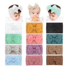 12 PCS Baby Headbands, Soft Nylon Baby Girls Hair Bows Elastics Hairbands for Newborn Infant Toddler