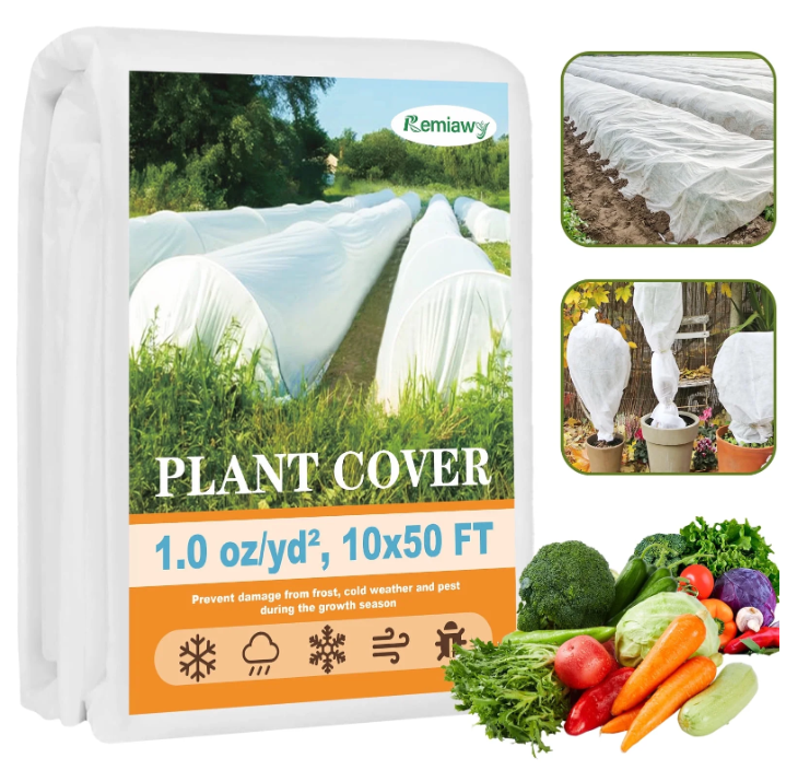 Remiawy Plant Covers Freeze Protection, 10 x 50 ft 1.0 oz/yd² Plant Covers for Winter Frost Protection, Cold Weather Floating Row Cover Fabric Blankets Wrap Cloths for Outdoor Plants Tree Garden Bed