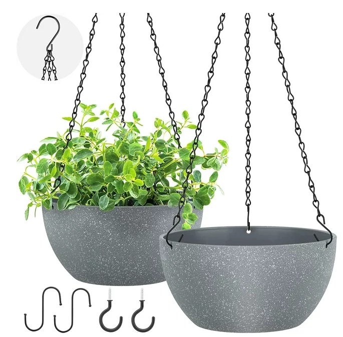 Gray 2 Pack Hanging Planter Pots