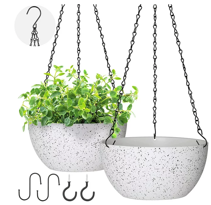 White 2 Pack Hanging Planter Pots
