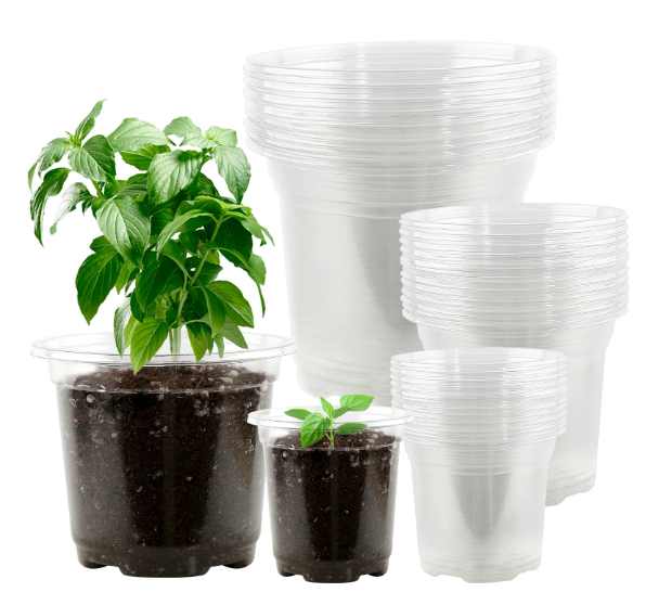 Fabulas Clear Nursery Pots Variety Pack, 32 Pack 5/4/3.5 inch Seedling Pot, Reinforced Plastic Planting Pot, Seed Starting Pot with Drainage Holes for Plants