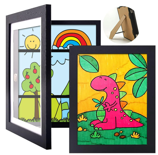 cyrico 2 Pack Kids Artwork Frames Changeable, 8.5x11 Kids Art Frames Front Opening Holds 150 Pcs, Children Art Projects Picture Display Storage Frames