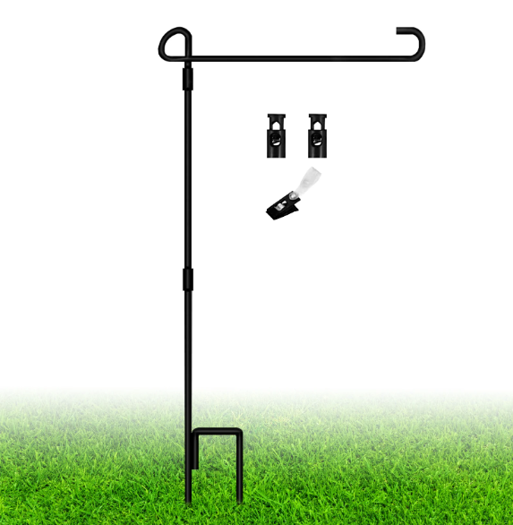 Remiawy Garden Flag Stand, Metal Garden Flag Pole Holder 36 Inch Tall Fit for 12x18 Yard Small Flag Decor with Anti-Wind Clip and Spring Stoppers for Outdoor Garden Lawn