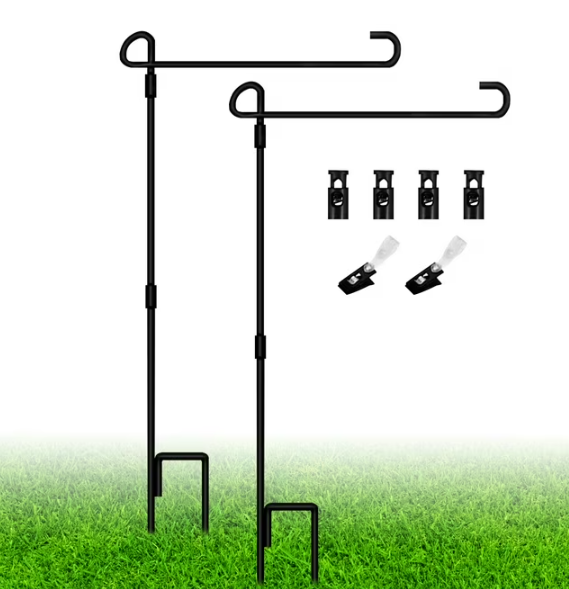 Garden Flag Stand, Remiawy 2 Pack Metal Garden Flag Pole Holder 36 Inch Tall Fit for 12x18 Yard Small Flag Decor with Anti-Wind Clip and Spring Stoppers for Outdoor Garden Lawn