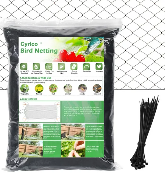 Cyrico Bird Netting 25 x 50 FT Deer Fences for Yard, Chicken Wire, Garden Netting Nylon for Aviary Chicken Coop