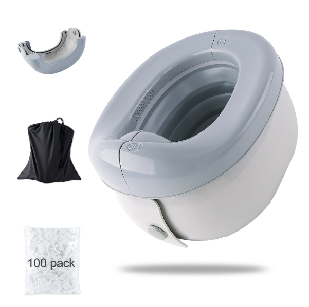 Travel Potty, Portable Potty Seat for Toddler Travel with Storage Bags Foldable Training Toilet Chair Car Potty for Camping Outdoor and Indoor, 100 Disposable Liners, Grey