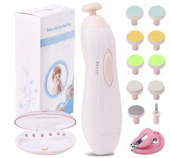 LANNEY Electric Baby Nail File Trimmer for Infant Toddler Kids or Women, Light Pink