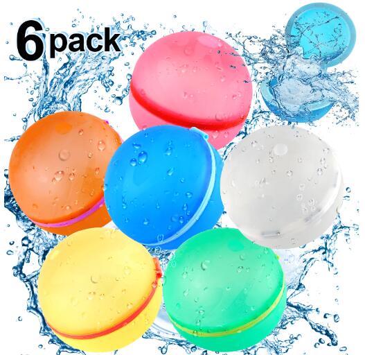 Lanney Reusable Water Balloons, 6 Pack Summer Water Pool Toys Magnetic Self-Sealing Water Balls for Kids