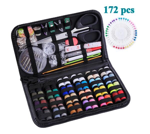 LANNEY Sewing Kit for Adults Kids Beginner Home Travel Emergency, 172 Pcs Portable Basic Sewing Supplies Accessories with Case Contains Needle, Threads, Seam Ripper, Scissors, Thimbles and More