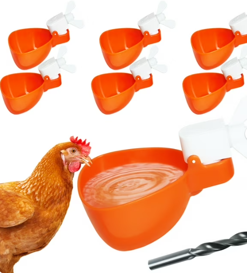 LANNEY Chicken Waterer, 6 Pack Large Automatic Chicken Water Cups, Chicken Water Feeder for Duck Quail Turkey Rabbit Bunny Geese Chicks Birds, Poultry Feeder Drinking Bowl Kit for Clean Watering