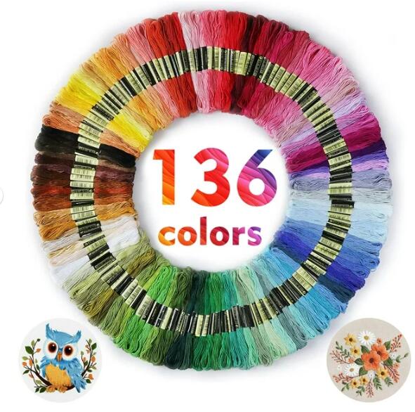 Embroidery Thread 136 Rainbow Color Cross Stitch Threads Friendship Bracelets String Crafts Floss