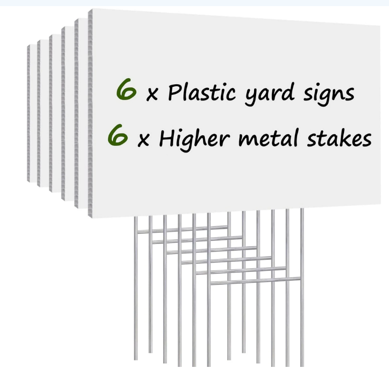Blank Yard Signs with Stakes, 6 Pack Lawn Signs Corrugated Plastic 17x12 Inches Custom Double Sided for Garden Signs Outdoor